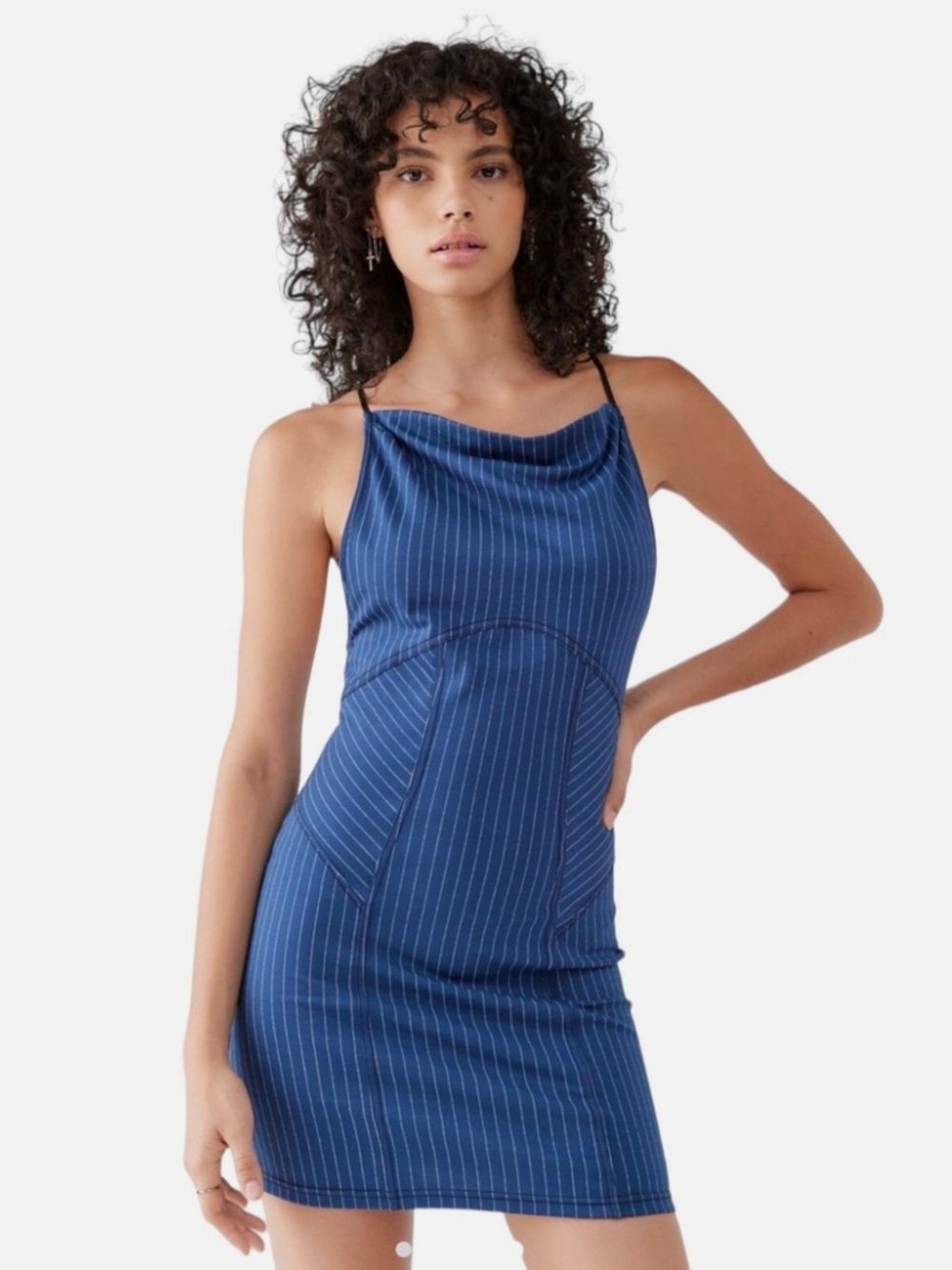 Strapless Navy Pinstripe Bodycon Dress New without tags
